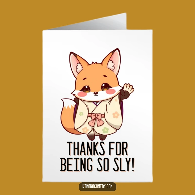 Free Printable Thank You Card: Fox Kimono Wave, Grateful Downloadable Gift Idea