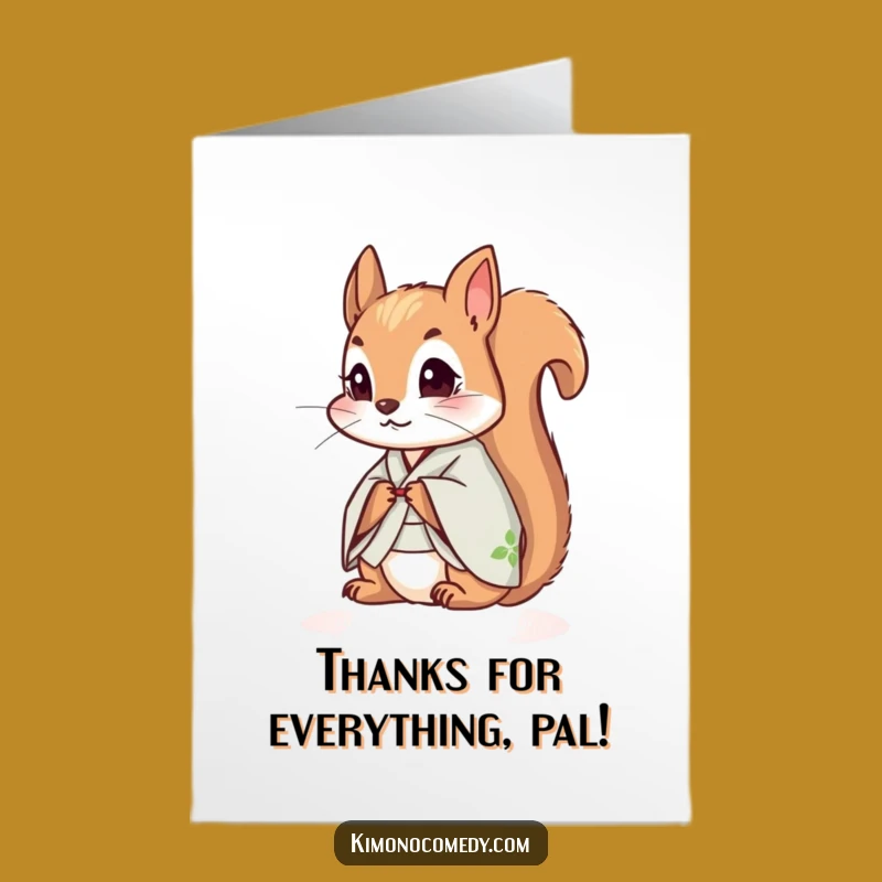Free Printable Funny Squirrel Thank You Card - Curious Kimono Squirrel Downloadable Thank You