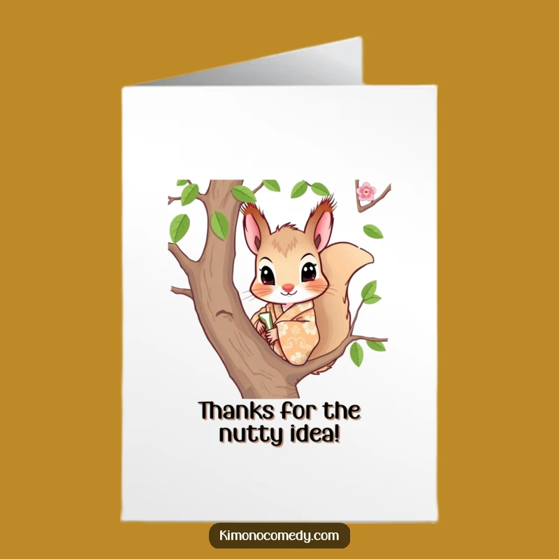 Free Printable Thank You Card: Kimono Squirrel Offers Thanks