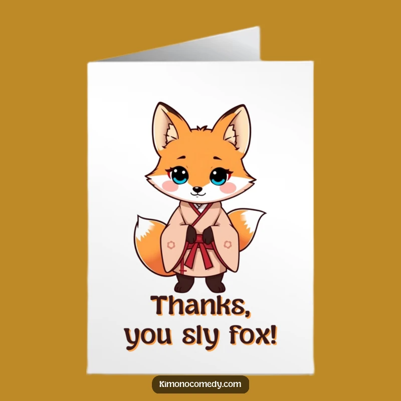 Free Printable Thank You Card: Confident Kimono Fox - Stylish Downloadable Gratitude
