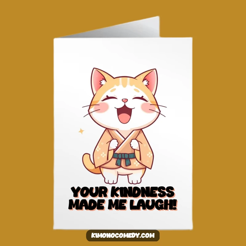 Free Printable Funny Cat Thank You Card: Laughing Kimono Downloadable
