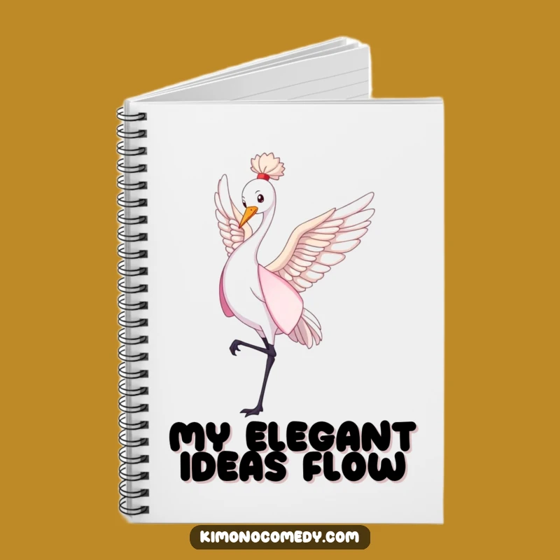 Funny Graceful Crane Notebook - Kimono Dance Journal Gift