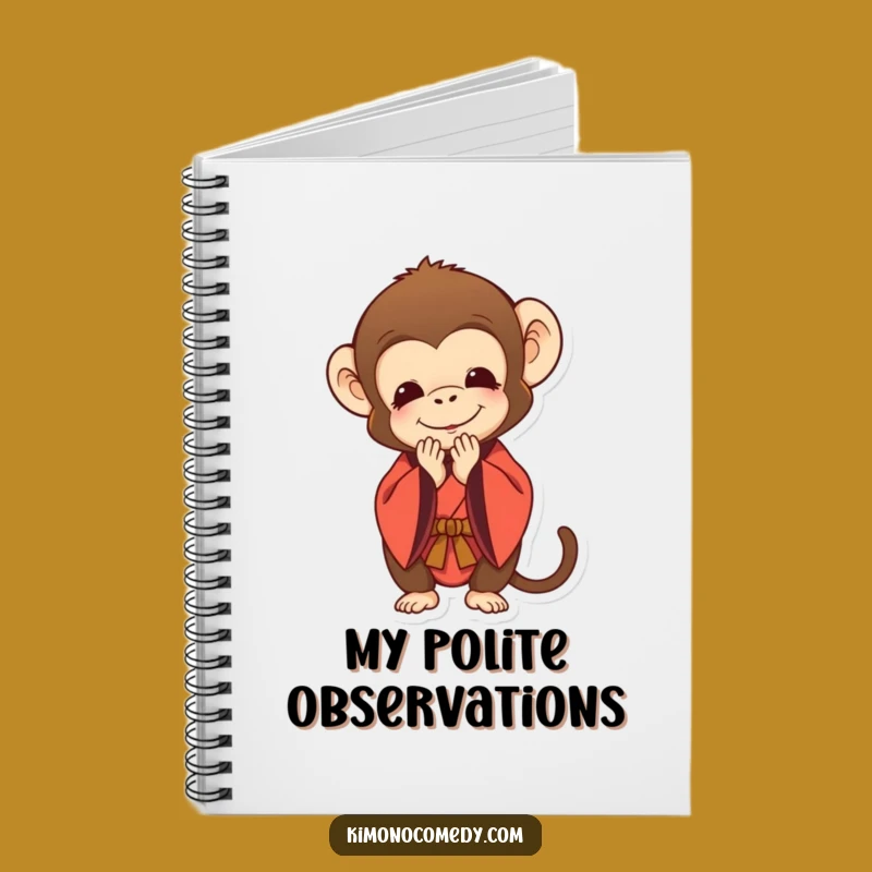 Funny Monkey Kimono Bow Notebook: Record Ideas with Polite Humor