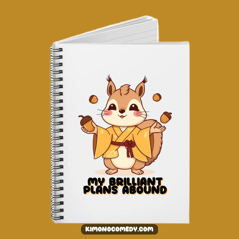 Funny Playful Squirrel Notebook - Kimono Acorn Journal Gift