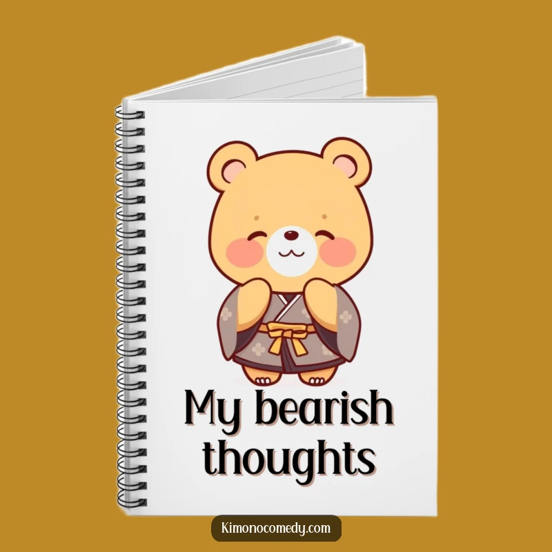 Funny Bear Kimono Notebook, Polite Feline Journal, Gentle Giant Gift