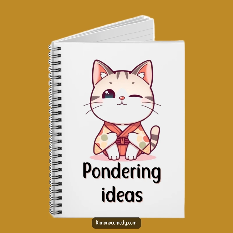 Funny Kawaii Cat Kimono Notebook: Curious Pages, Perfect Funny Gift!