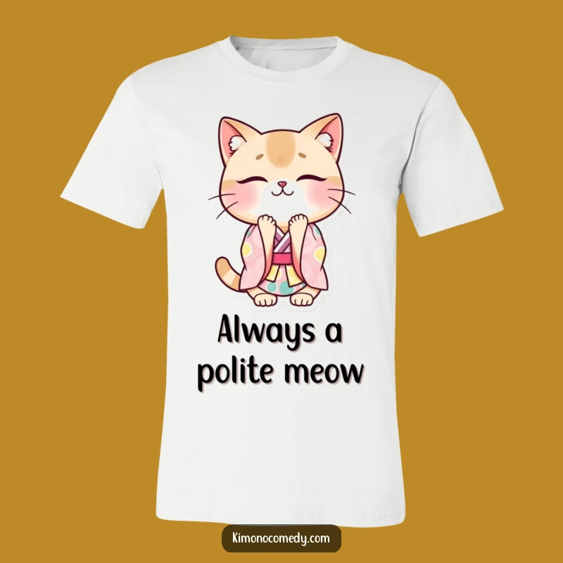 Funny Cat Kimono T-Shirt: Kawaii Japanese Style Tee, Polite Bowing Cat Shirt