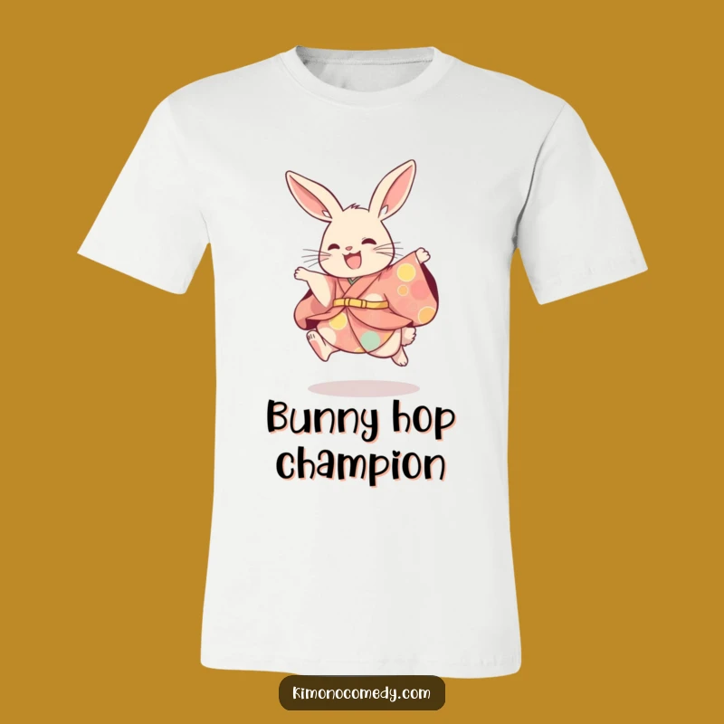 Funny Rabbit Kimono T-Shirt, Playful Hare Jumping Tee, Whimsical Gift