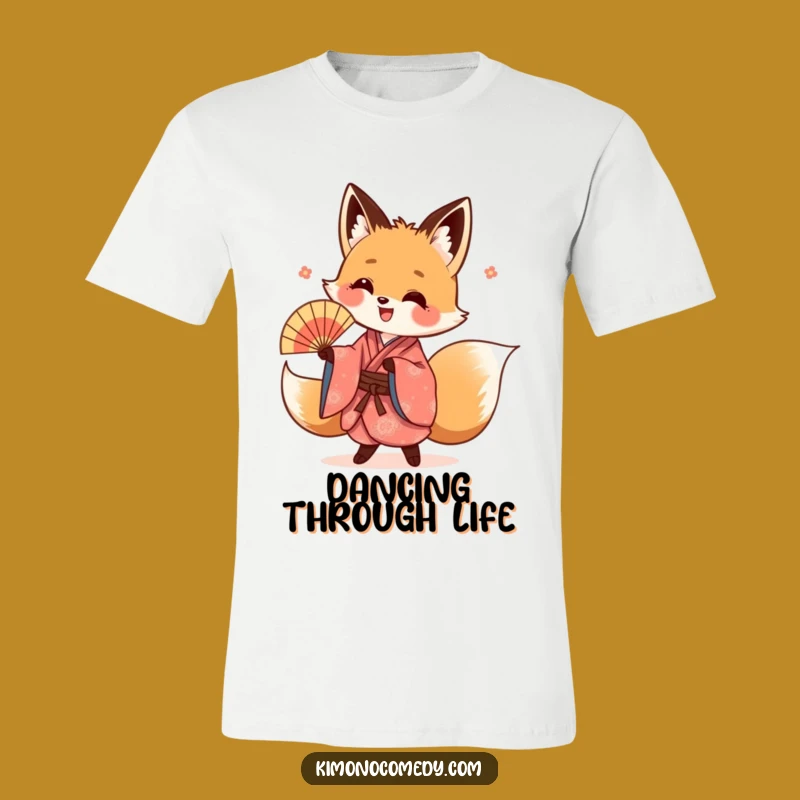 Funny Kawaii Fox T-Shirt: Vibrant Kimono Dance, Ideal Funny Gift for Stylish Souls