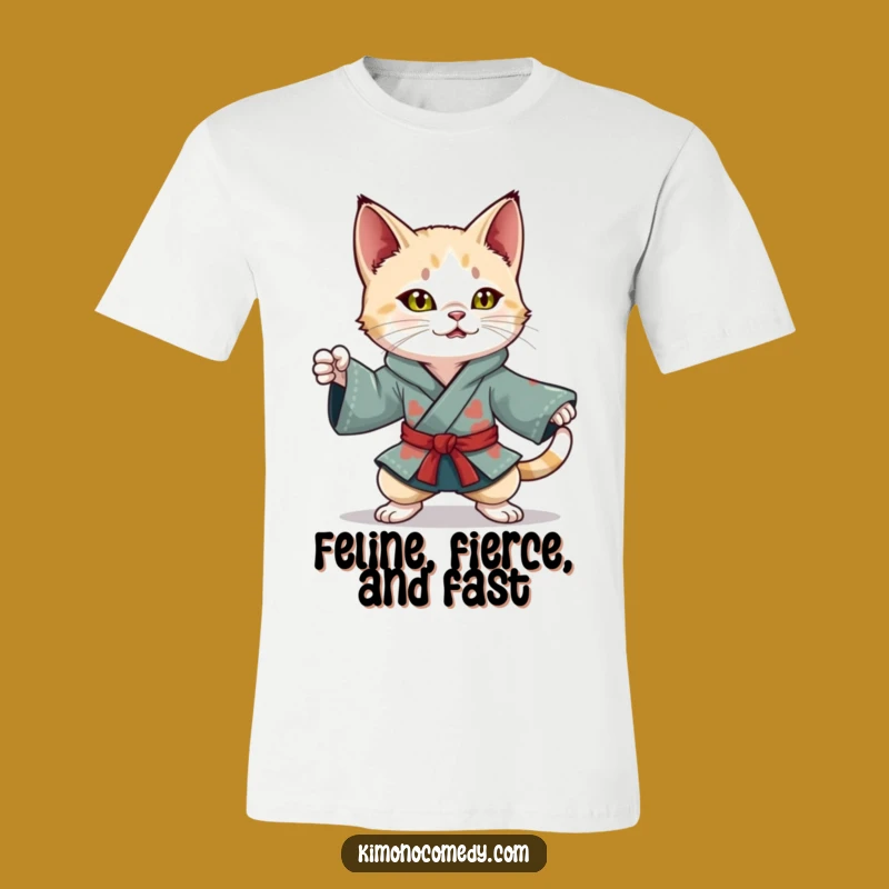 Funny Kawaii Cat T-Shirt: Ninja Kimono Moves, Perfect Active Gift!
