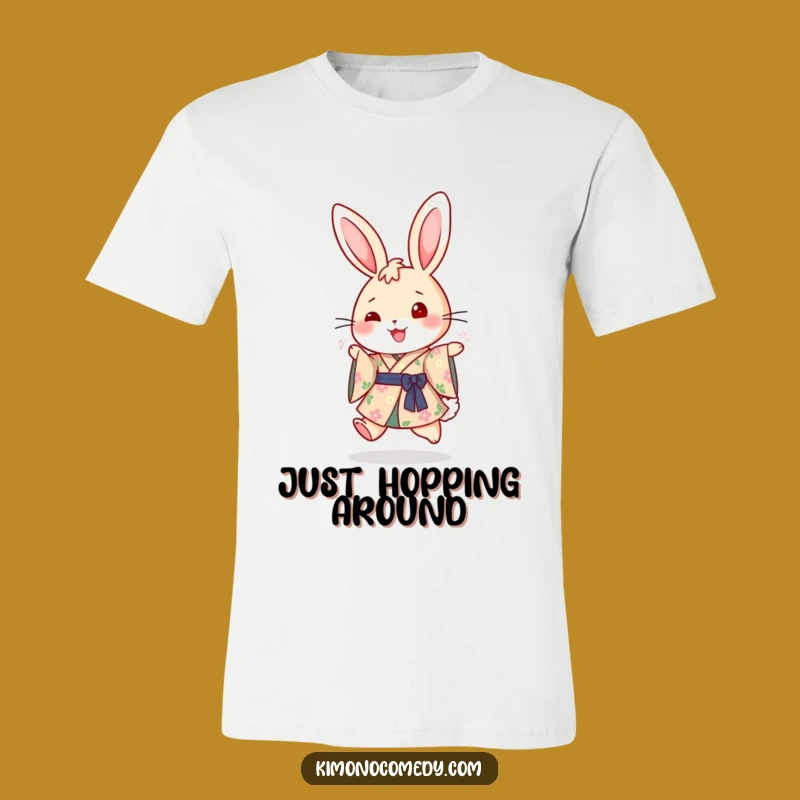 Funny Bunny Kimono Hop T-Shirt: Cheerful Floral Rabbit Tee, Perfect Joyful Gift Apparel