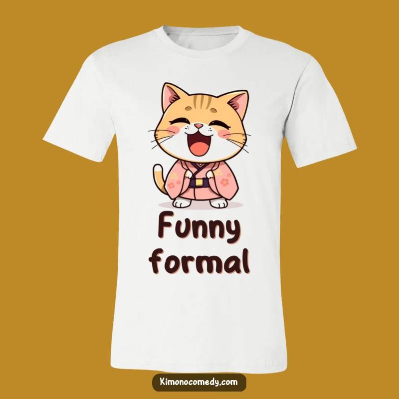 Funny Kawaii Kimono Cat Laugh T-Shirt - Comical Gift for Her