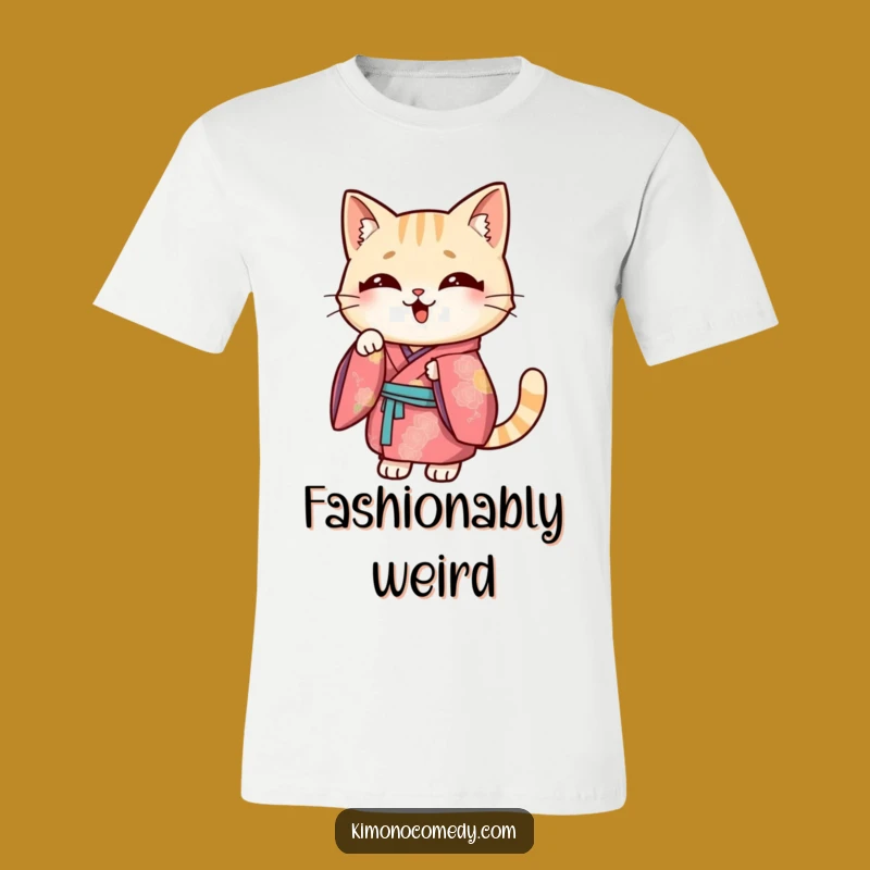 Funny Kawaii Cat Kimono T-Shirt: Bold Pose, Hilarious Gift for Cat Fans!