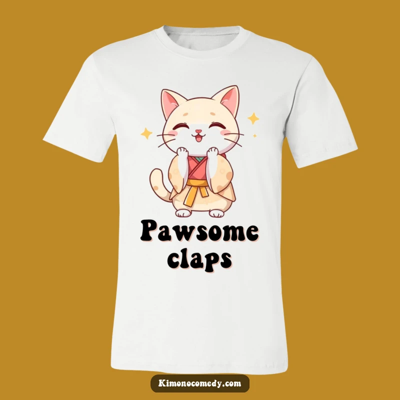 Funny Kawaii Kimono Cat Clap T-Shirt - Comical Gift for Fans