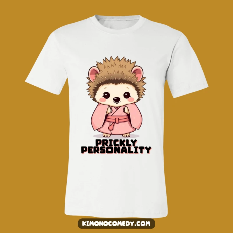 Funny Shy Hedgehog Kimono T-Shirt - Hilarious & Cute Introvert Apparel Gift