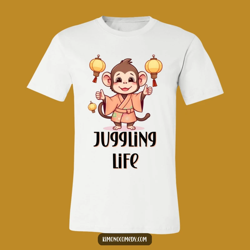 Funny Monkey Lantern Juggling Tee: Lively Primate Shirt, Awesome Funny Gift