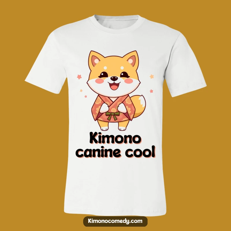 Funny Shiba Inu Kimono T-Shirt: Joyful Dog Wagging Tail, Hilarious Pet Apparel Gift