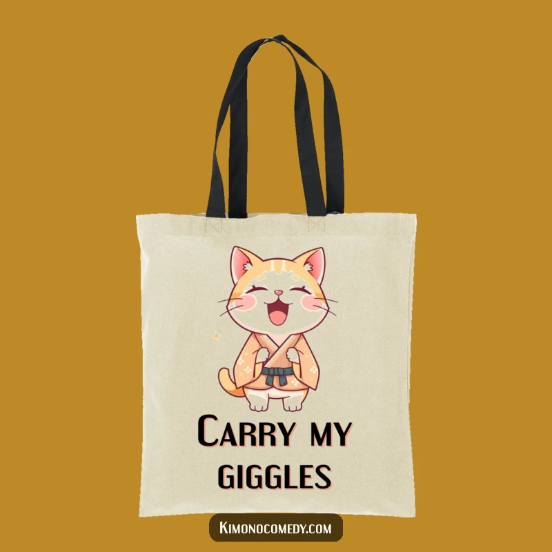 Funny Kawaii Cat Kimono Tote Bag: Laughter Burst, Chic & Funny Gift!
