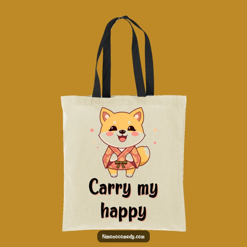 Funny Shiba Inu Kimono Tote Bag: Happy Dog Carrier, Stylish & Fun Gift Idea