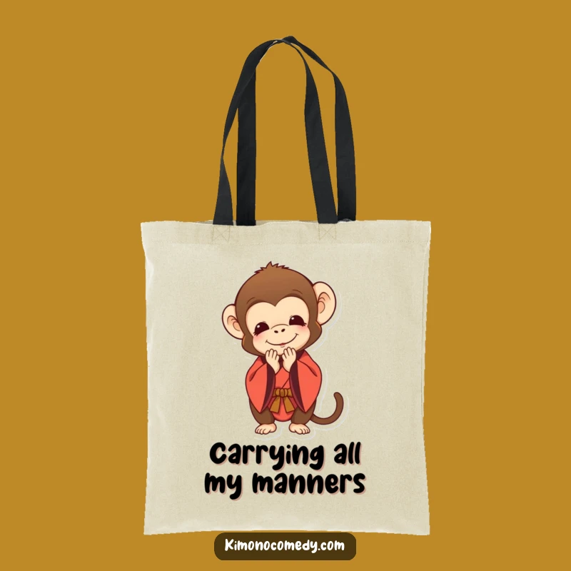 Funny Monkey Kimono Bow Tote Bag: Carry Your Essentials with Polite Charm