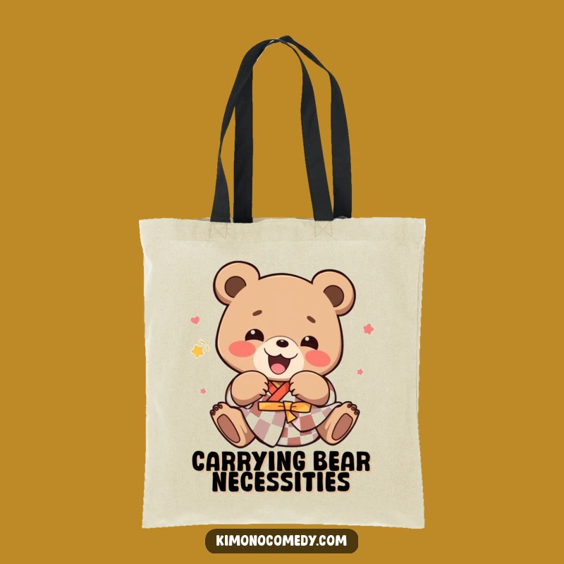 Funny Kawaii Bear Tote Bag - Joyful Tumbling Kimono Fashion