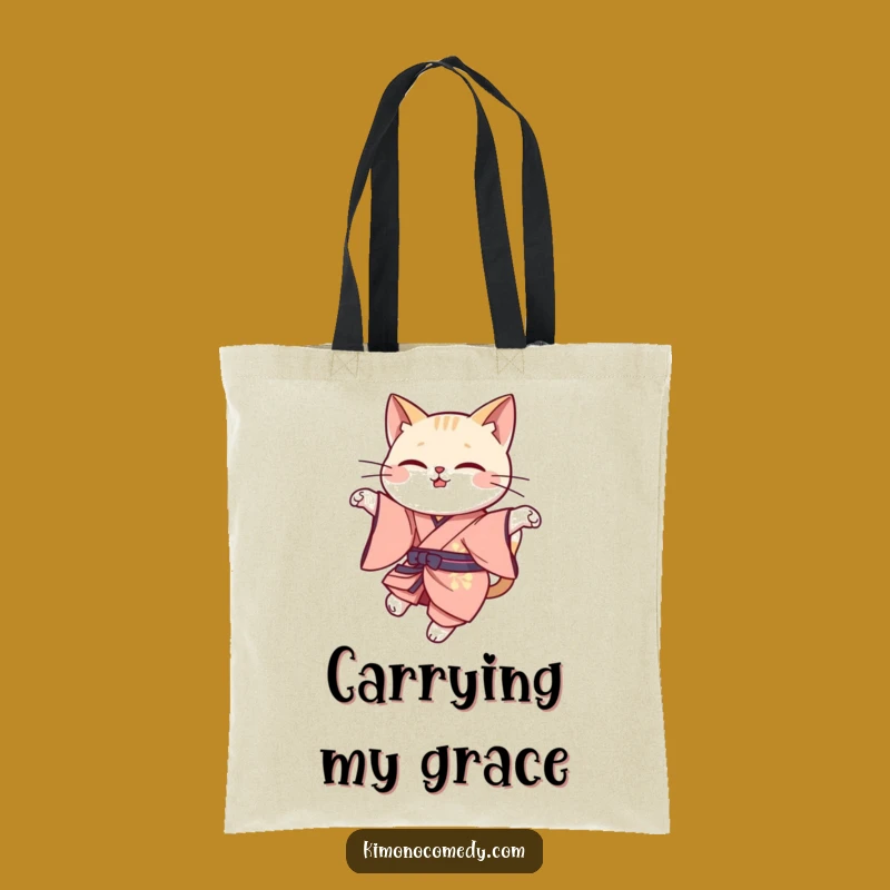 Funny Cat Leap Tote Bag: Kawaii Elegant Accessory, Graceful Cat Gift
