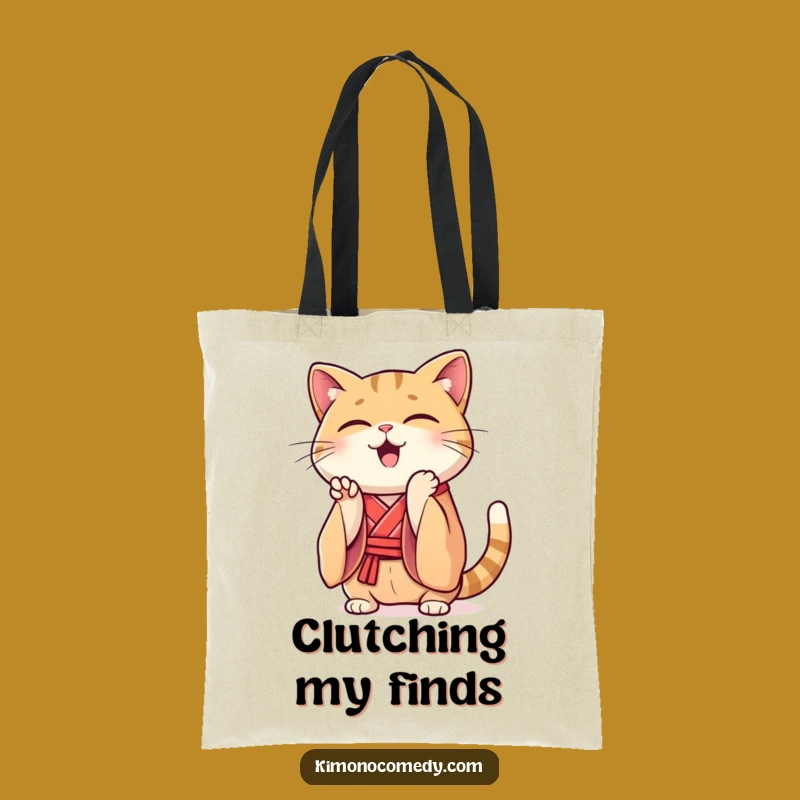 Funny Kawaii Cat Kimono Tote Bag: Paw Claps, Chic & Funny Gift!
