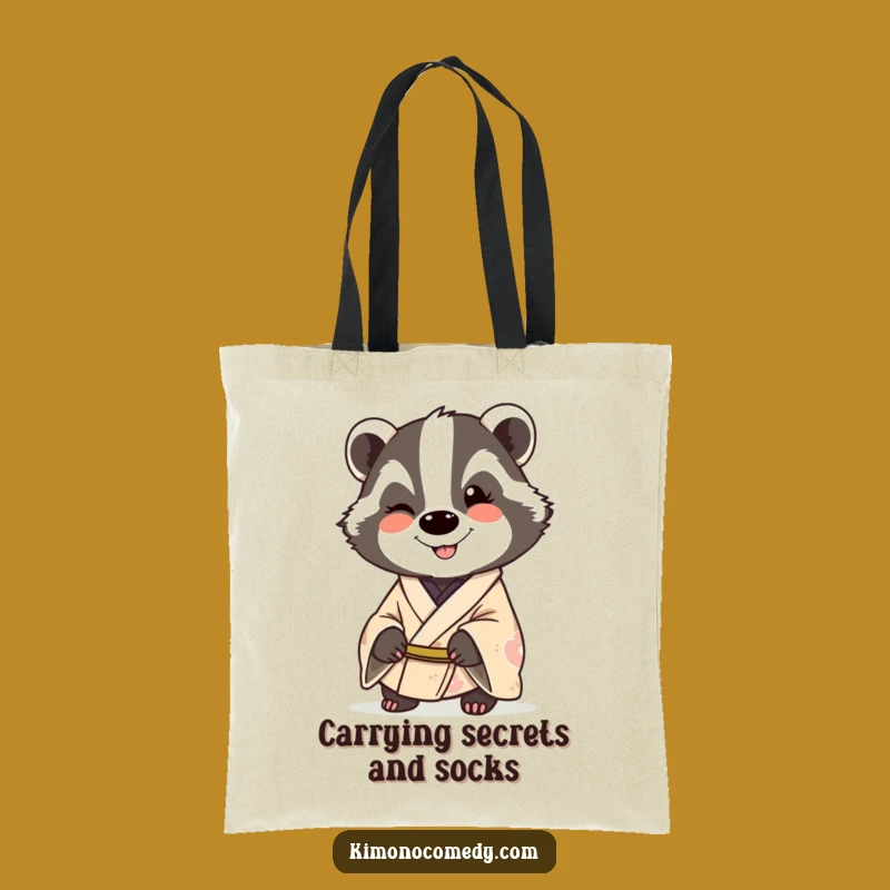 Funny Badger Kimono Tote Bag: Carry Your Secrets with Style and Humor