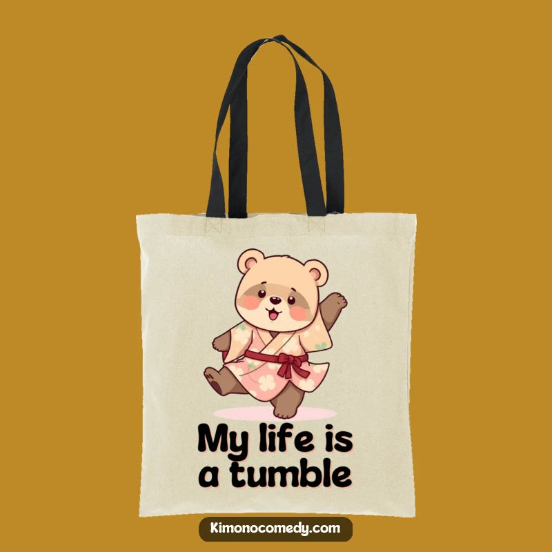 Funny Bear Cub Kimono Tote Bag: Playful Carryall, Perfect Gift for Adventures