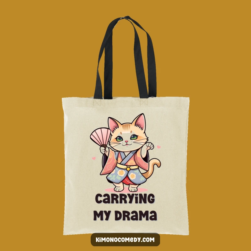 Funny Cat Kimono Fan Dance Tote Bag: Carry Your Essentials with Artistic Flair