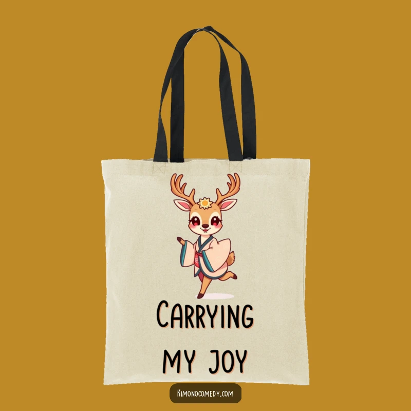 Funny Deer Kimono Tote Bag: Carry Kawaii Elegance with Joy, Perfect Funny Gift!