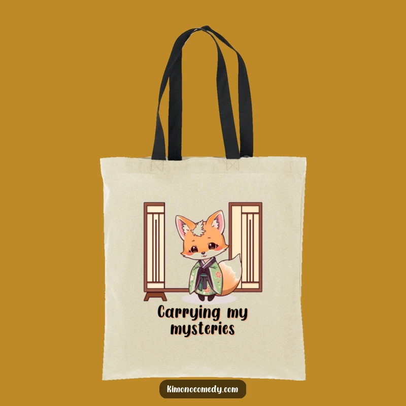 Funny Fox Kimono Screen Tote Bag: Carry Secrets with Elegant Humor