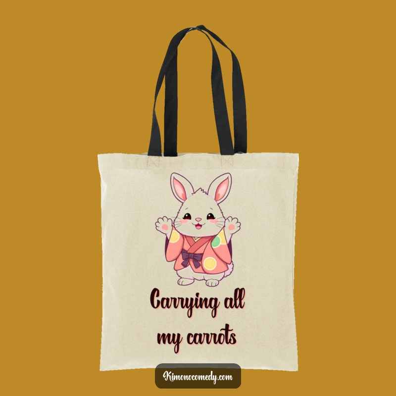 Funny Kawaii Bunny Tote Bag: Vibrant Kimono Style, Perfect Shopping Gift!