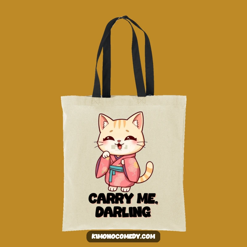 Funny Kawaii Cat Kimono Tote Bag: Playful Pose, Chic & Funny Gift!