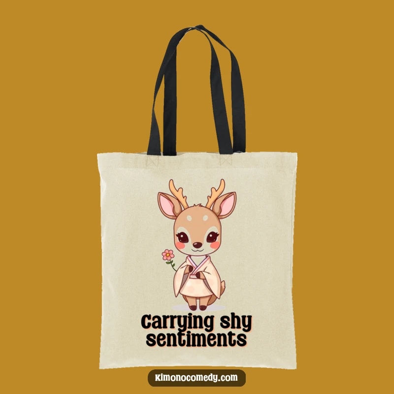 Funny Kawaii Deer Tote Bag - Shy Flower Kimono Accessory