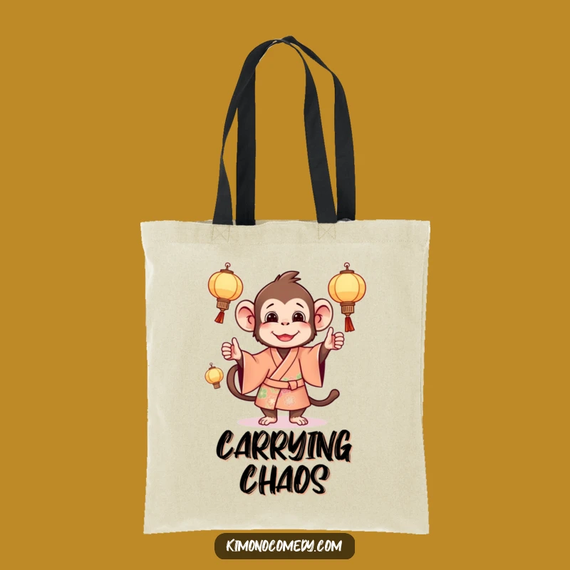 Funny Monkey Lantern Juggling Tote Bag: Playful Primate Carryall, Great Funny Gift
